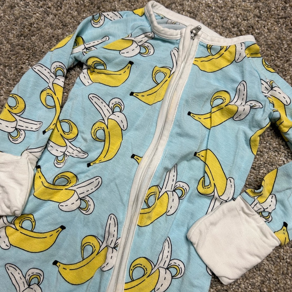 Little Sleepies Banana Print Zippy 3–6M Bamboo Viscose Pajamas